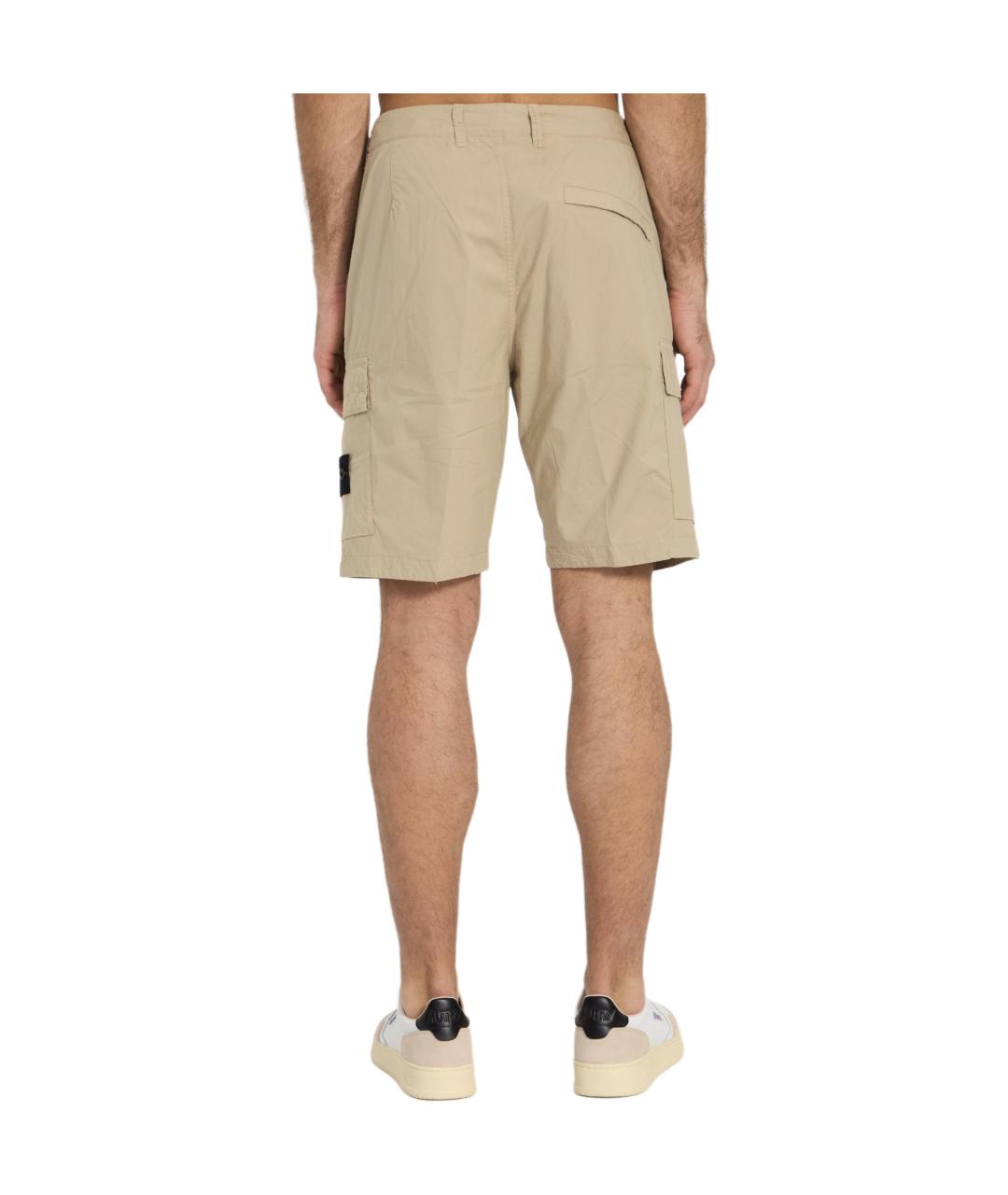 STONE ISLAND Бежевые хлопковые шорты, фото 3