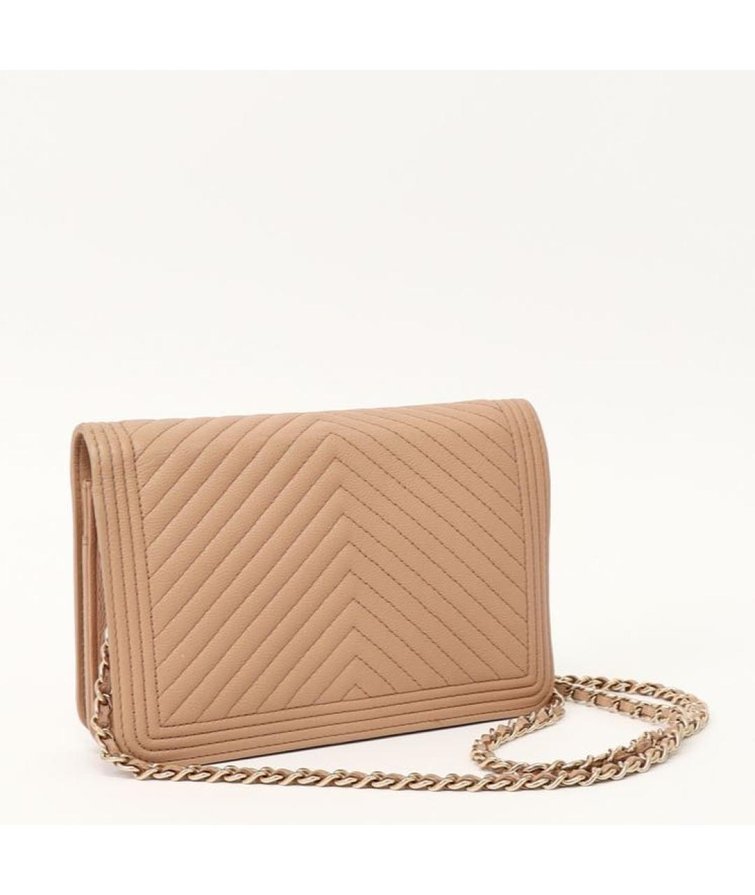 CHANEL Бежевая кожаная сумка через плечо, фото 4
