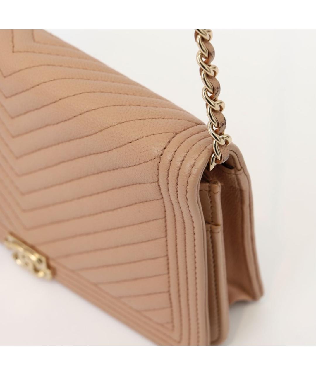 CHANEL Бежевая кожаная сумка через плечо, фото 5