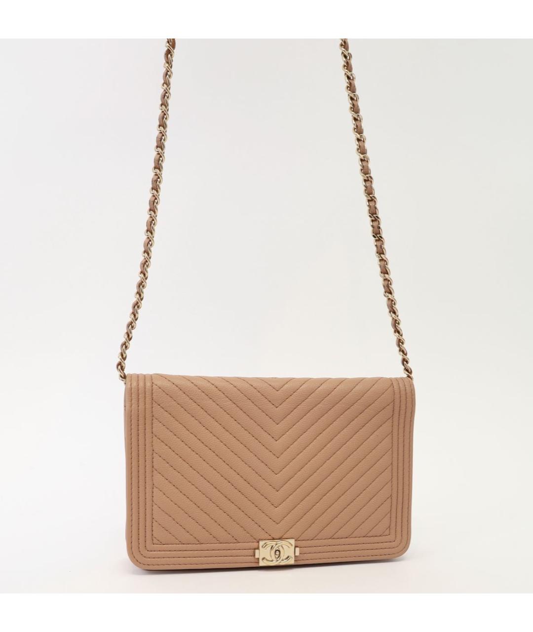 CHANEL Бежевая кожаная сумка через плечо, фото 8