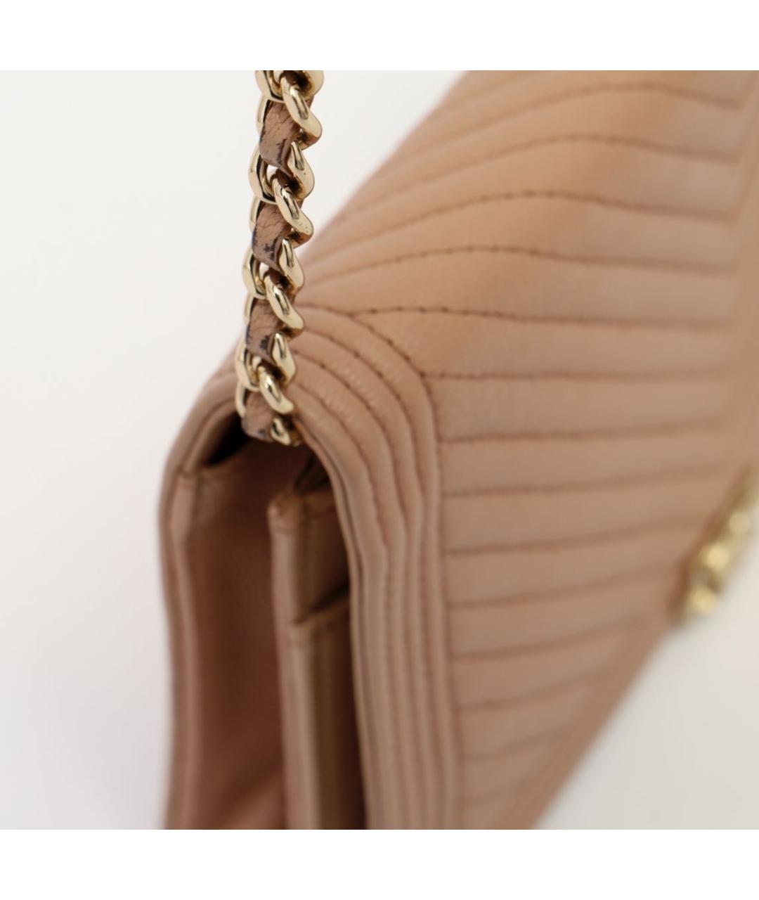 CHANEL Бежевая кожаная сумка через плечо, фото 6