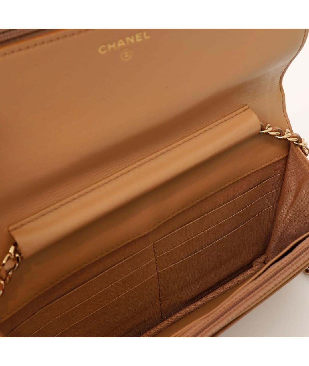 CHANEL Бежевая кожаная сумка через плечо, фото 3