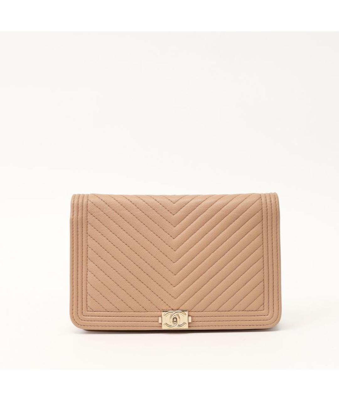 CHANEL Бежевая кожаная сумка через плечо, фото 9