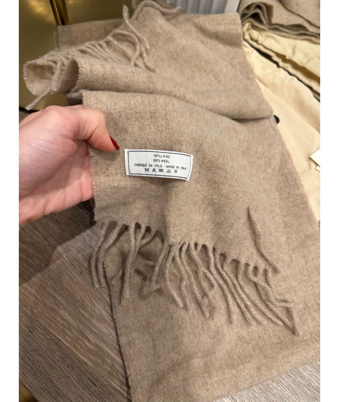 Ami Paris Бежевый шерстяной шарф, фото 6