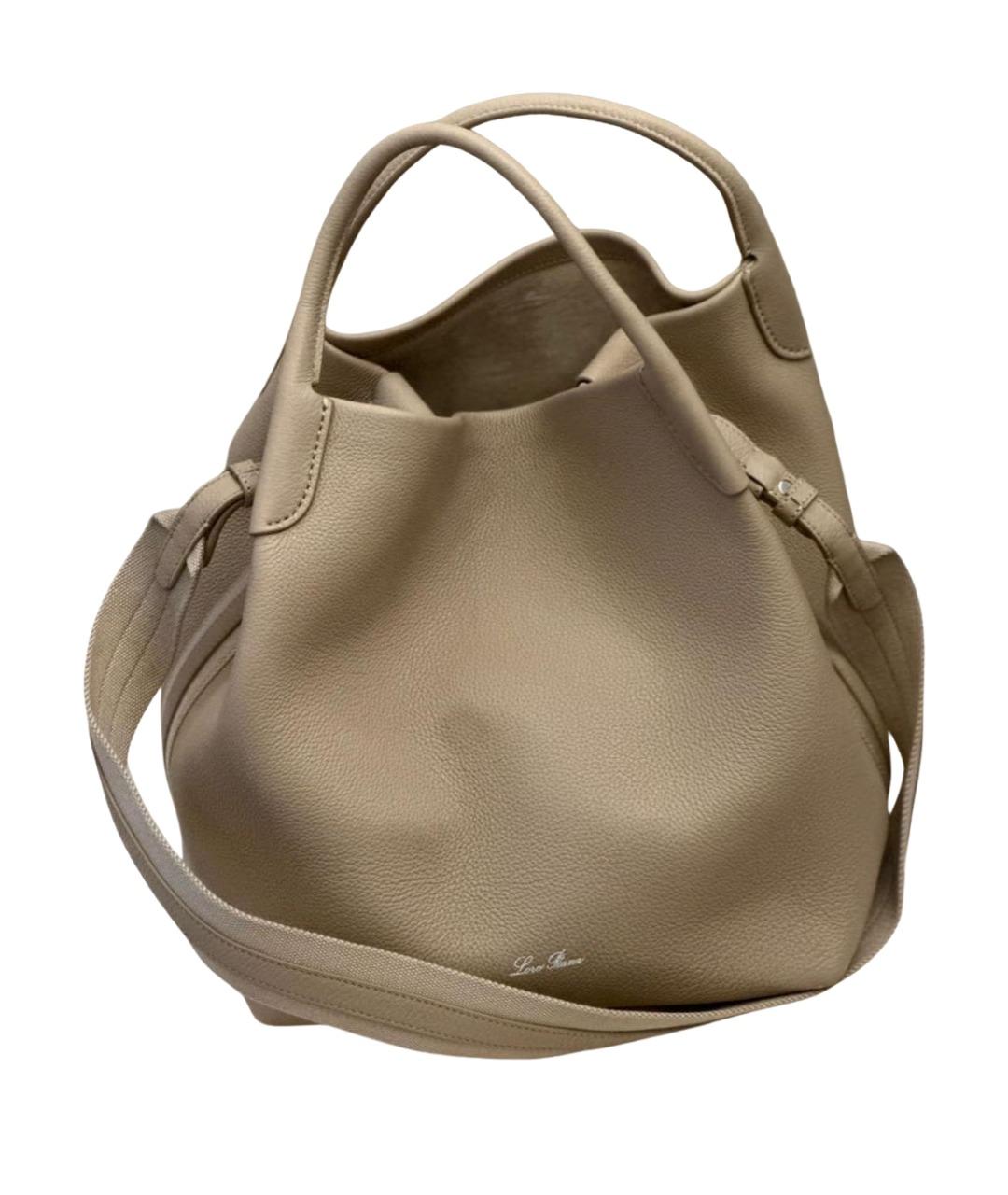 LORO PIANA Бежевая кожаная сумка тоут, фото 1
