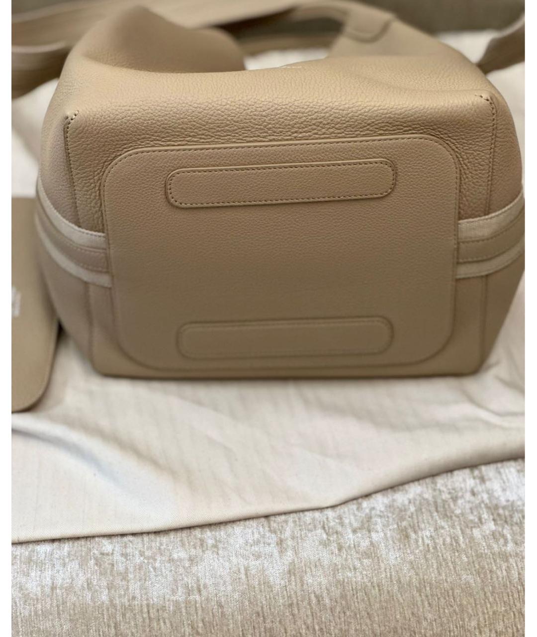 LORO PIANA Бежевая кожаная сумка тоут, фото 3
