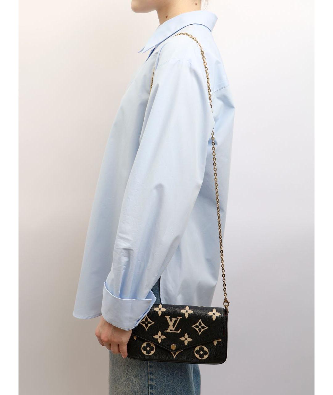 LOUIS VUITTON Черная кожаная сумка через плечо, фото 3