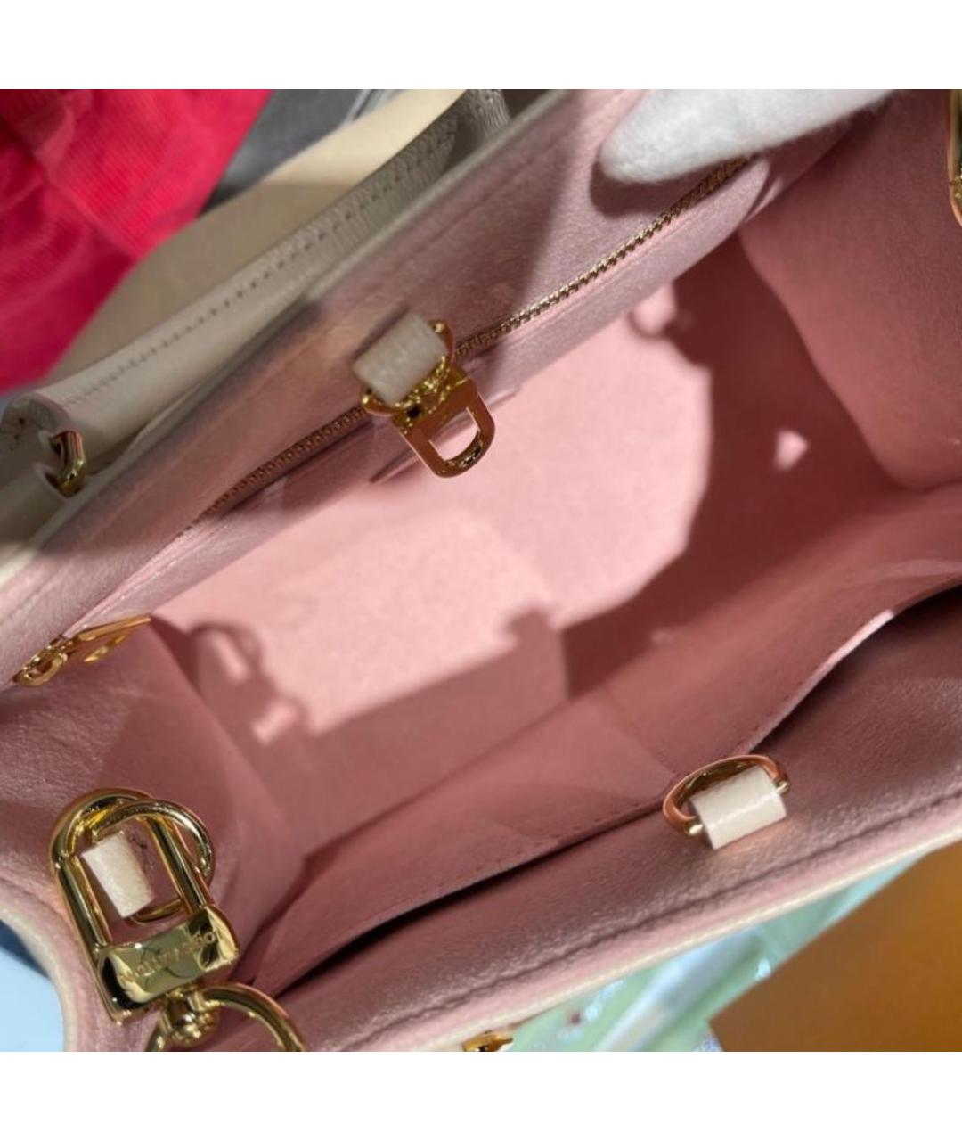 LOUIS VUITTON Бежевая кожаная сумка тоут, фото 6