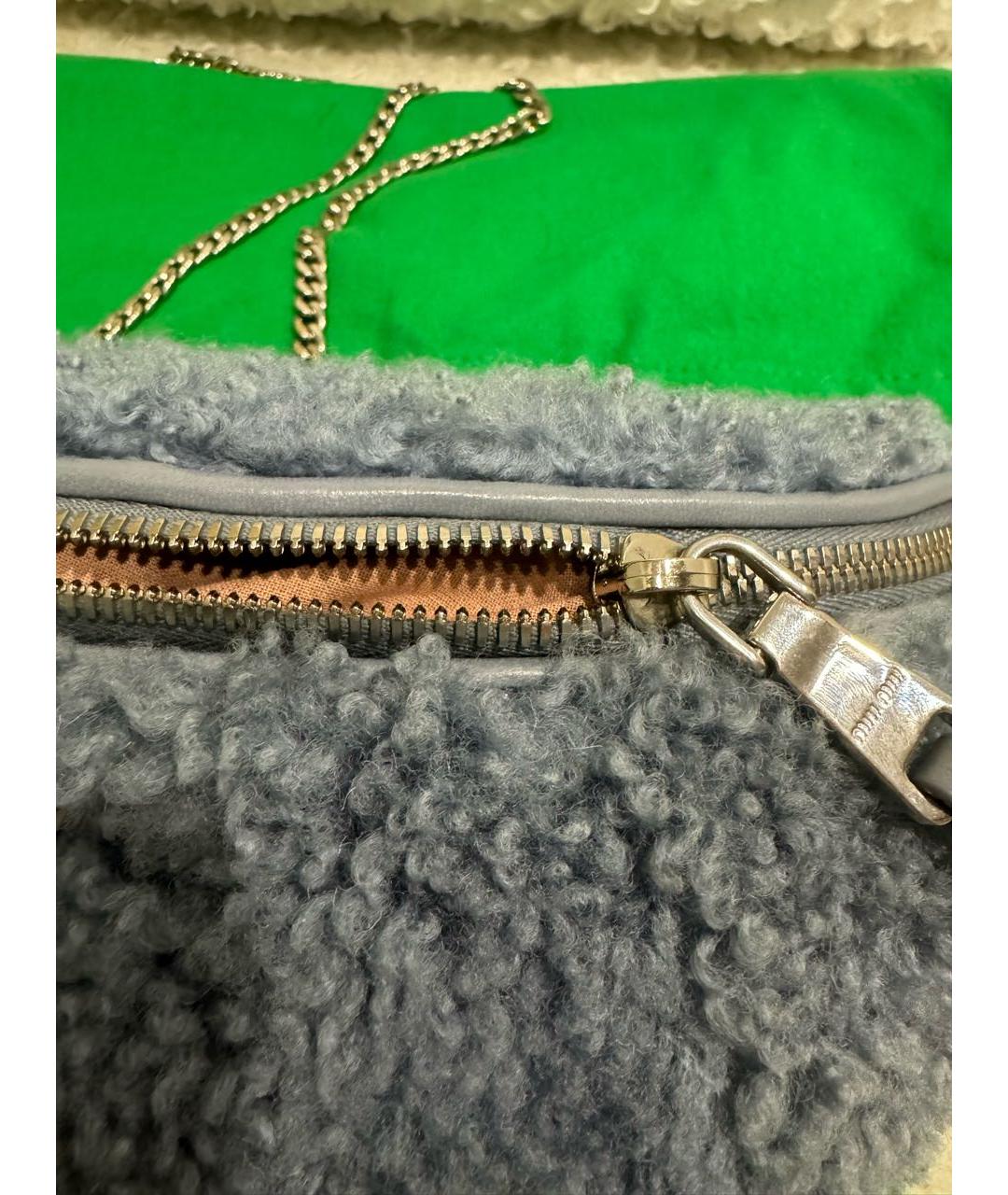 MIU MIU Голубая шерстяная сумка через плечо, фото 4
