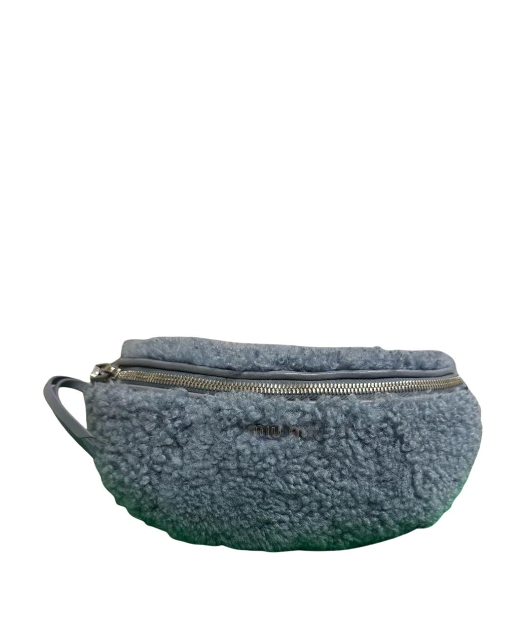 MIU MIU Голубая шерстяная сумка через плечо, фото 1
