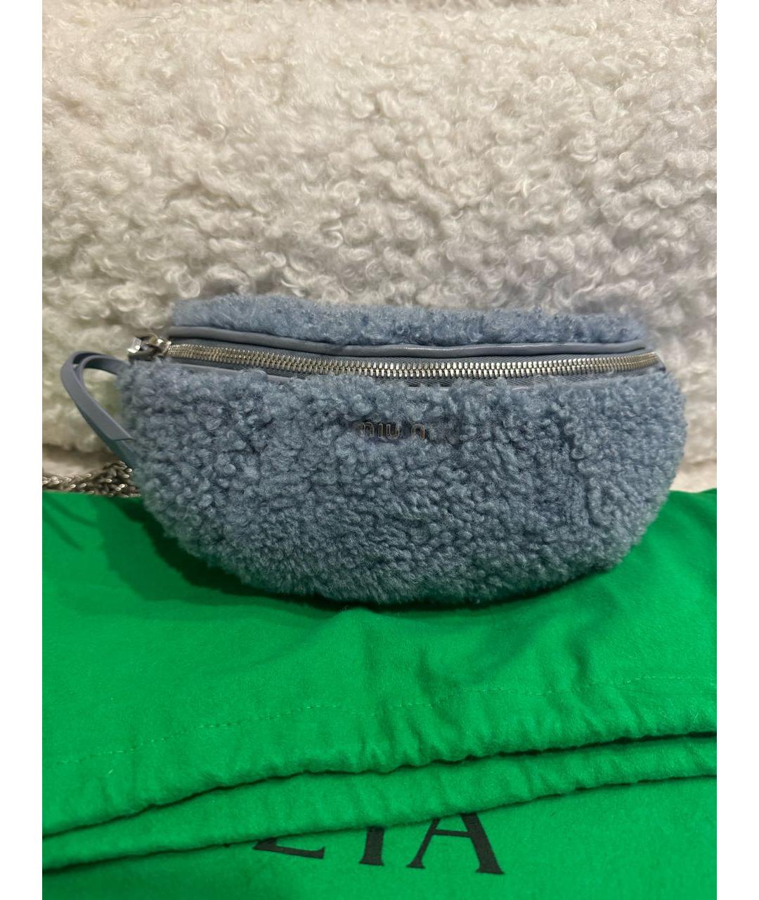 MIU MIU Голубая шерстяная сумка через плечо, фото 6