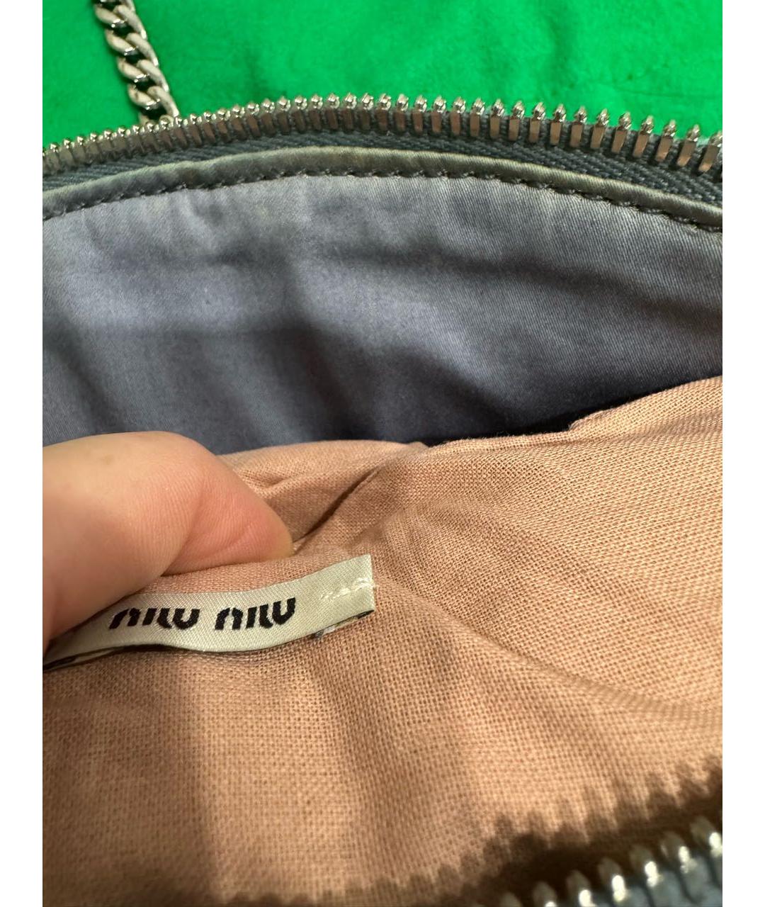 MIU MIU Голубая шерстяная сумка через плечо, фото 5