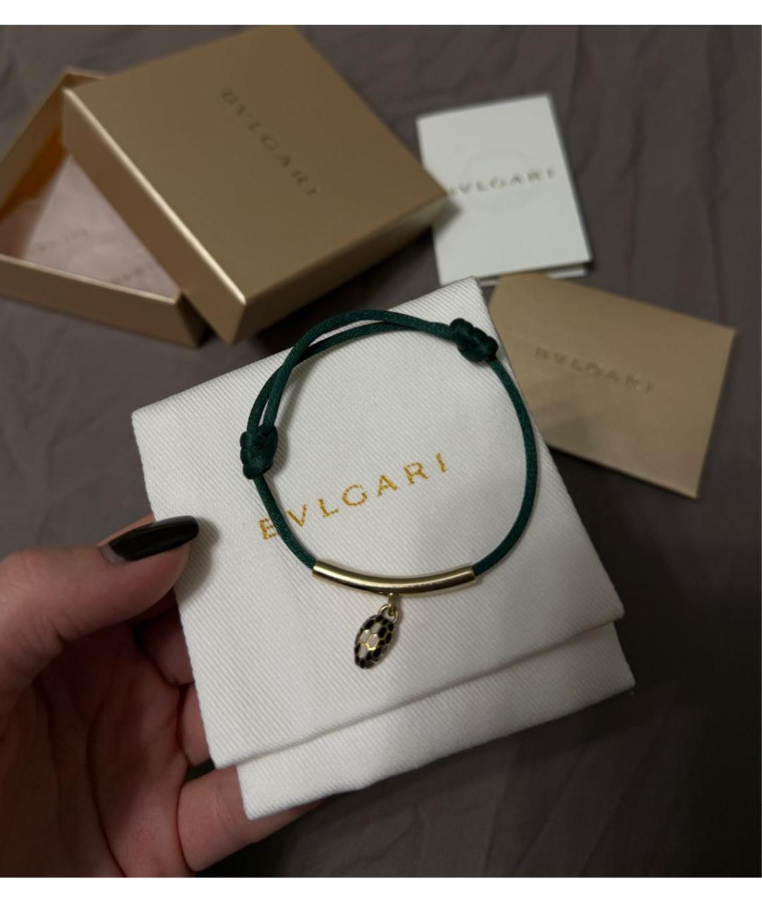 BVLGARI Зеленый кожаный браслет, фото 3