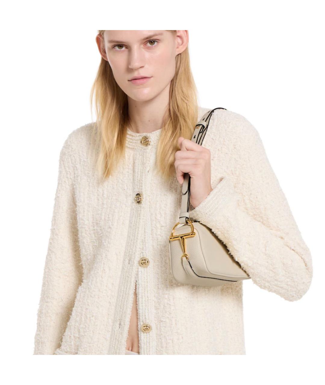 GUCCI Бежевая кожаная сумка с короткими ручками, фото 3