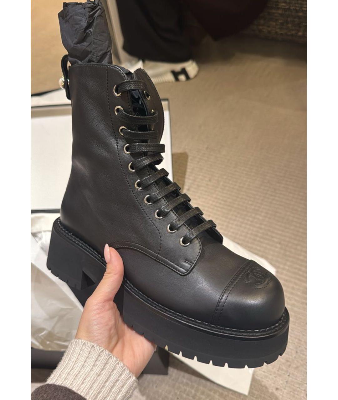 CHANEL Черные кожаные ботинки, фото 3