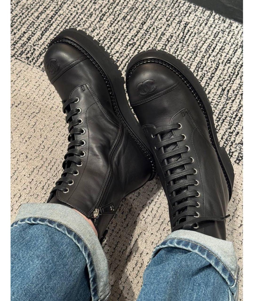 CHANEL Черные кожаные ботинки, фото 2