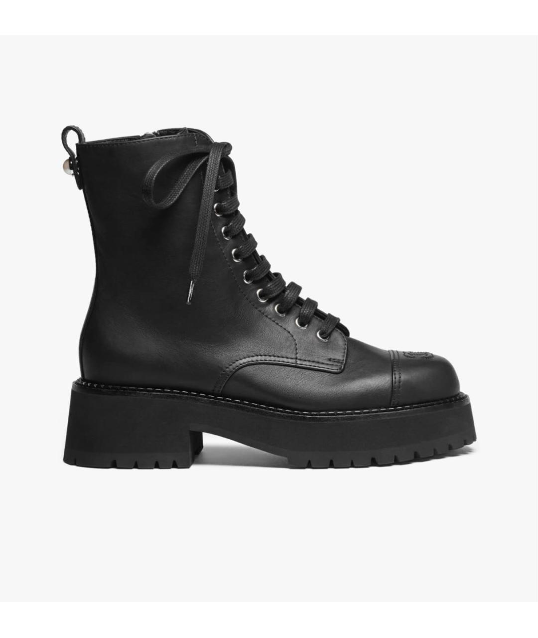 CHANEL Черные кожаные ботинки, фото 4