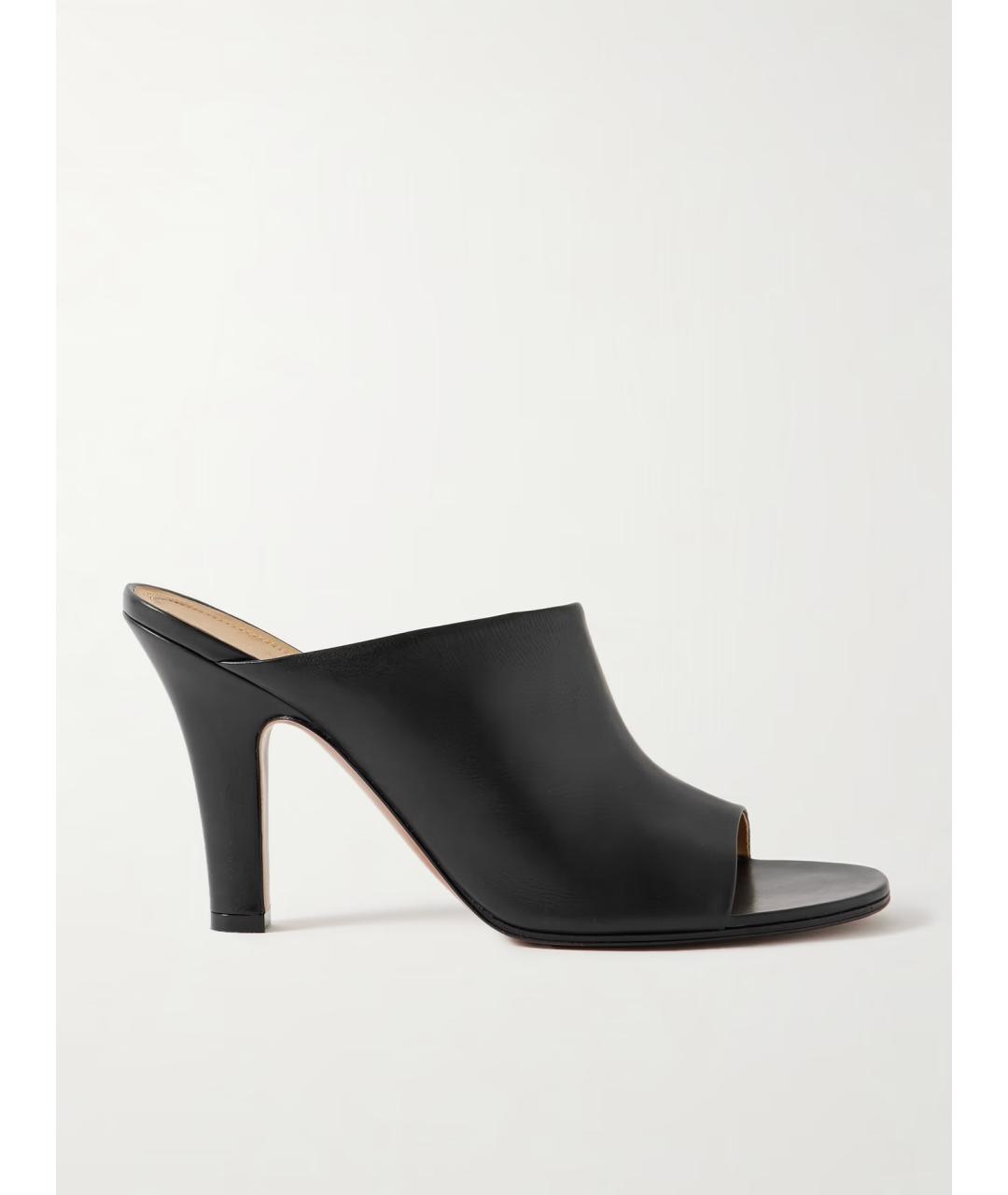 THE ROW Черные кожаные мюли, фото 5