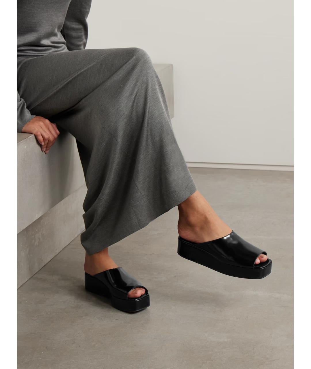 THE ROW Черные кожаные шлепанцы, фото 2