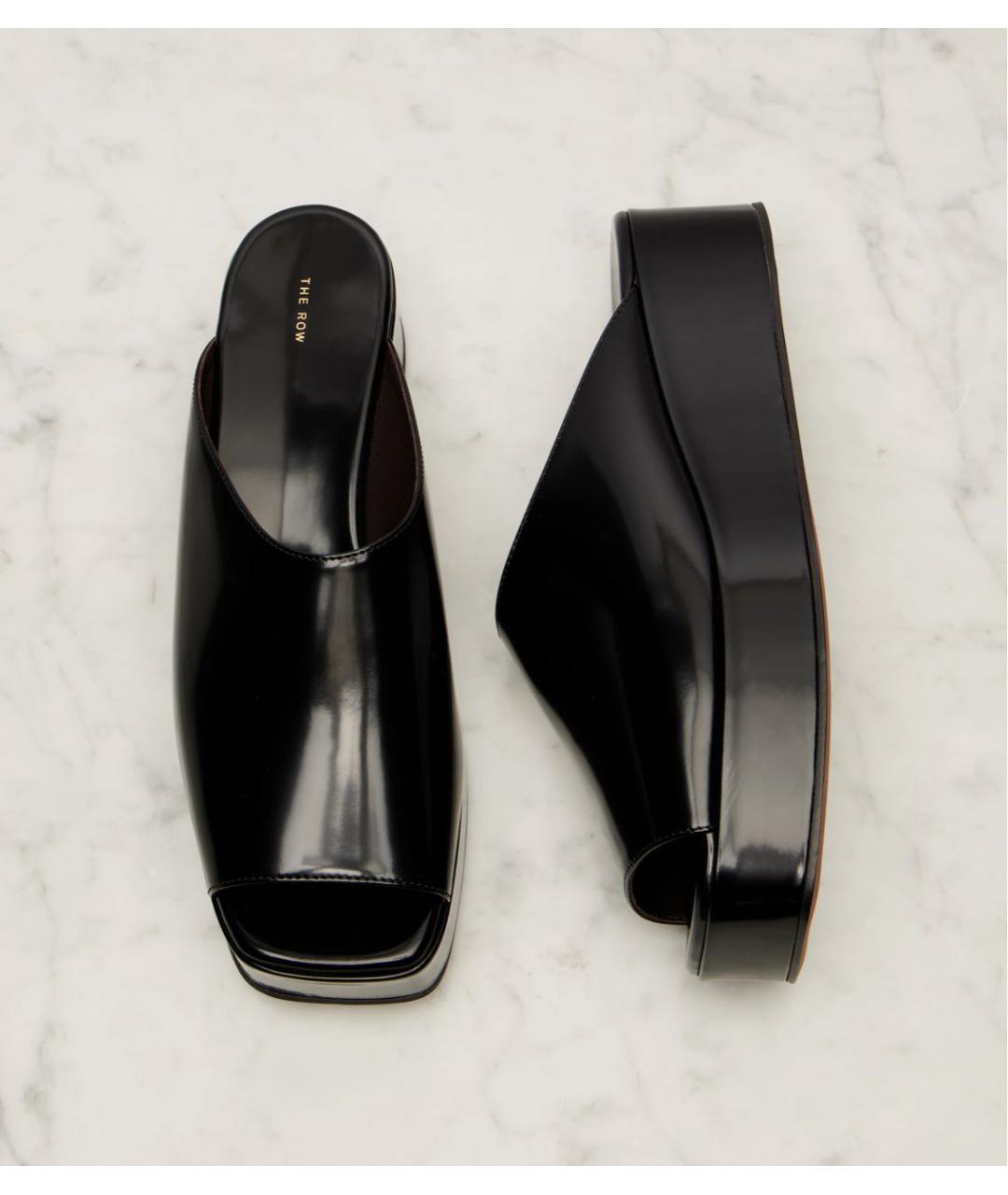 THE ROW Черные кожаные шлепанцы, фото 7