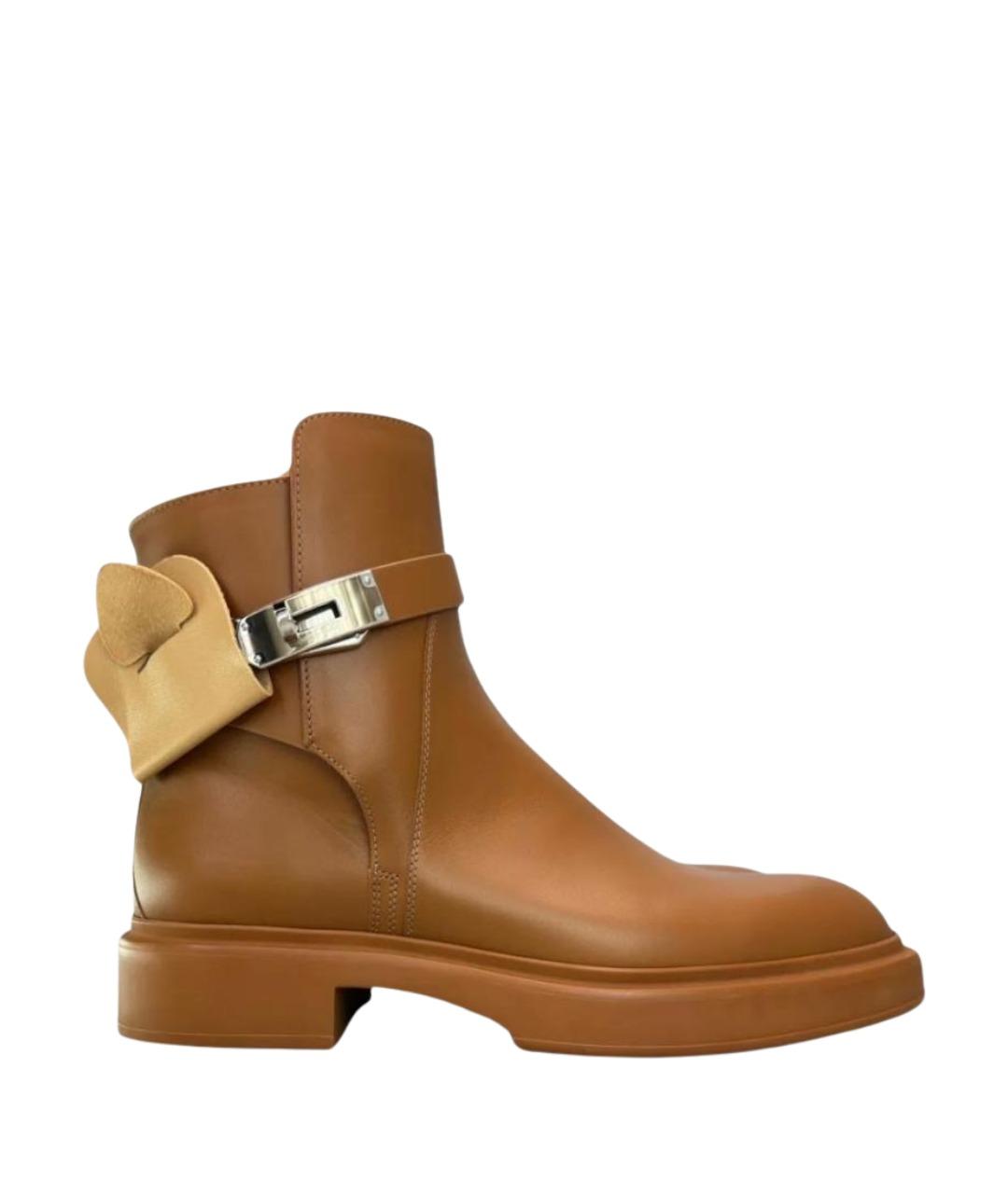 HERMES Коричневые кожаные ботинки, фото 1