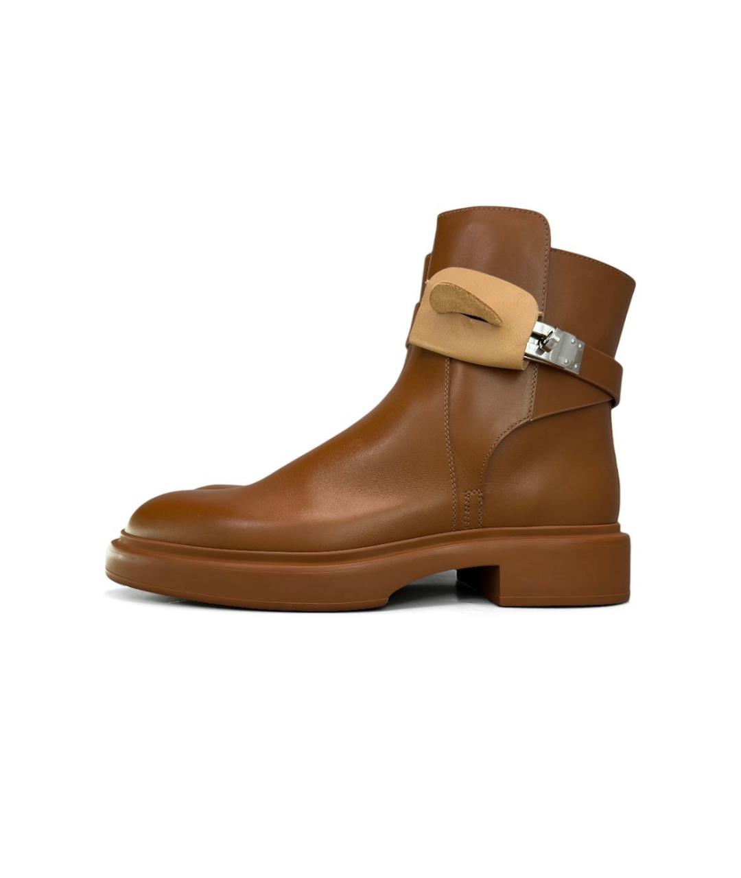 HERMES Коричневые кожаные ботинки, фото 4