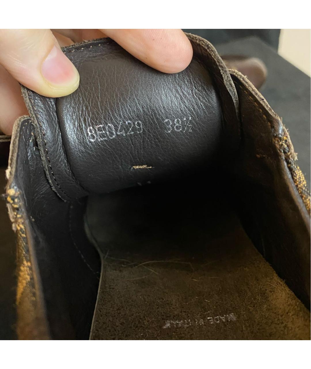 FENDI Коричневые кожаные кеды, фото 7