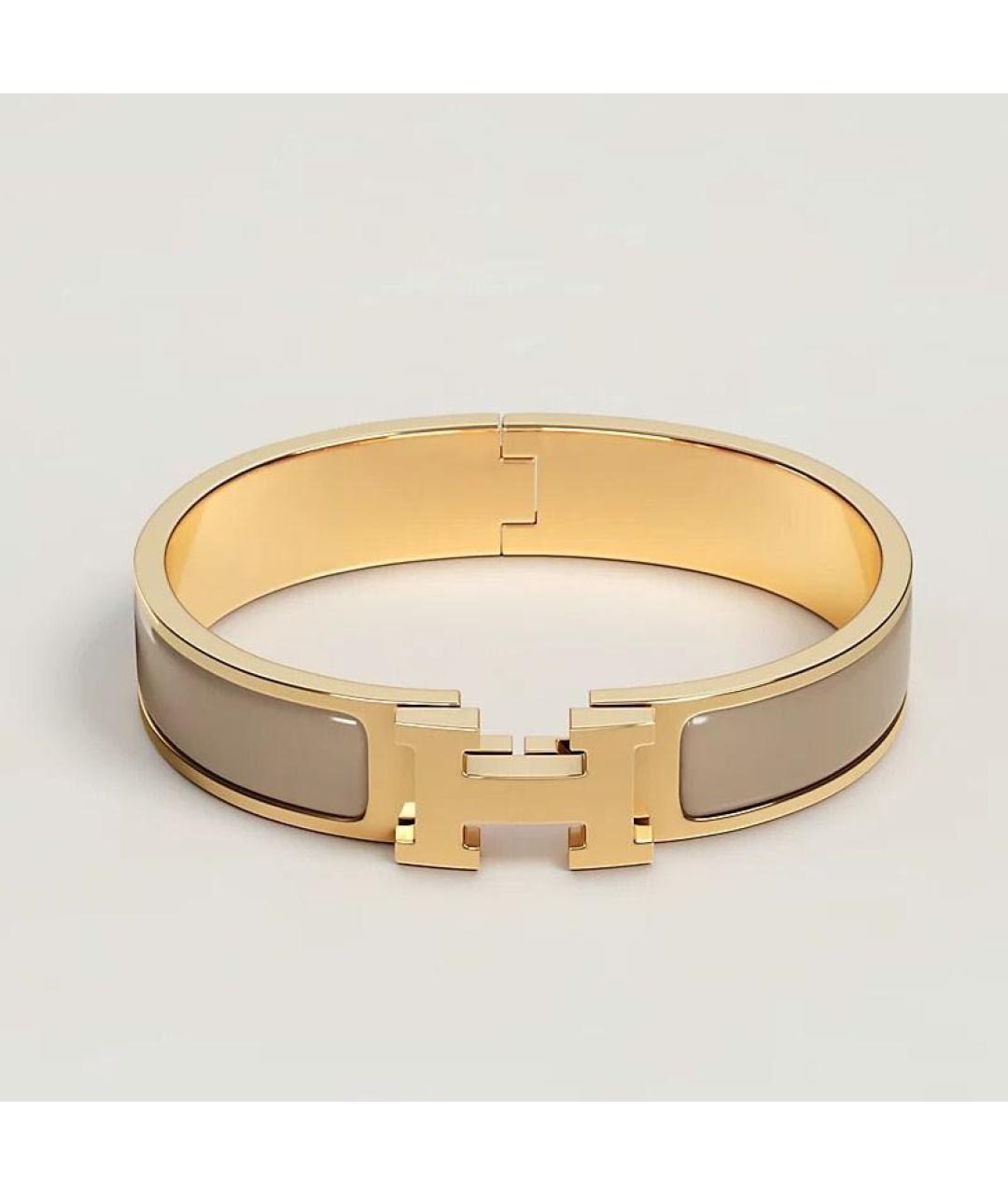 HERMES Бежевый металлический браслет, фото 3