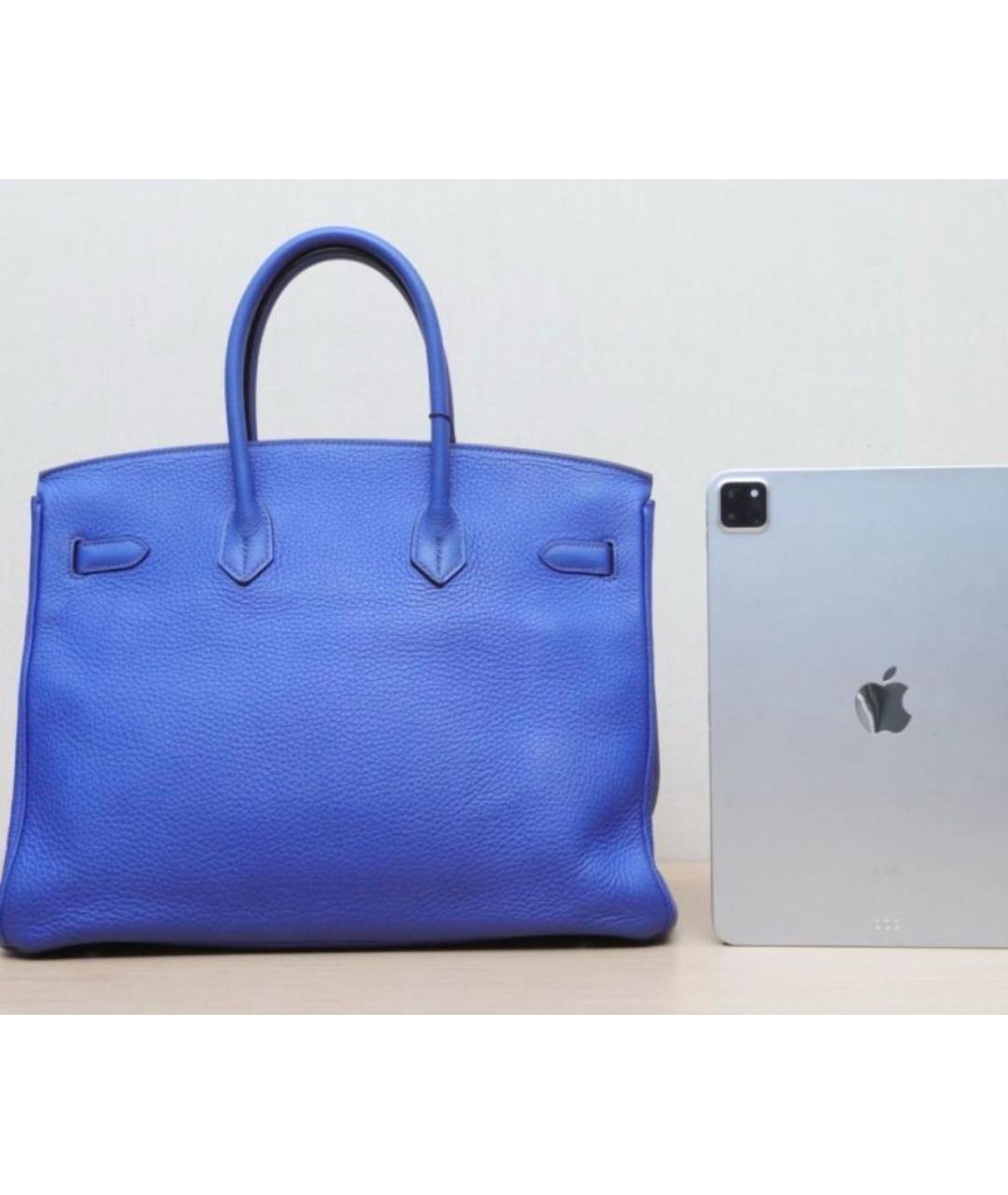 HERMES Синяя кожаная сумка с короткими ручками, фото 2