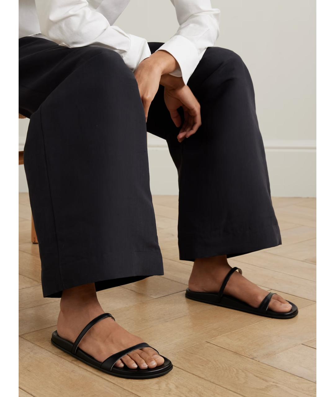 THE ROW Черные кожаные шлепанцы, фото 2