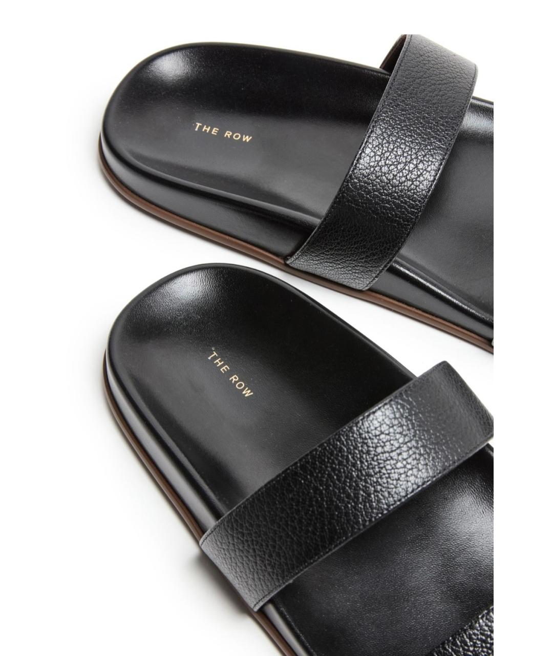 THE ROW Черные кожаные шлепанцы, фото 4