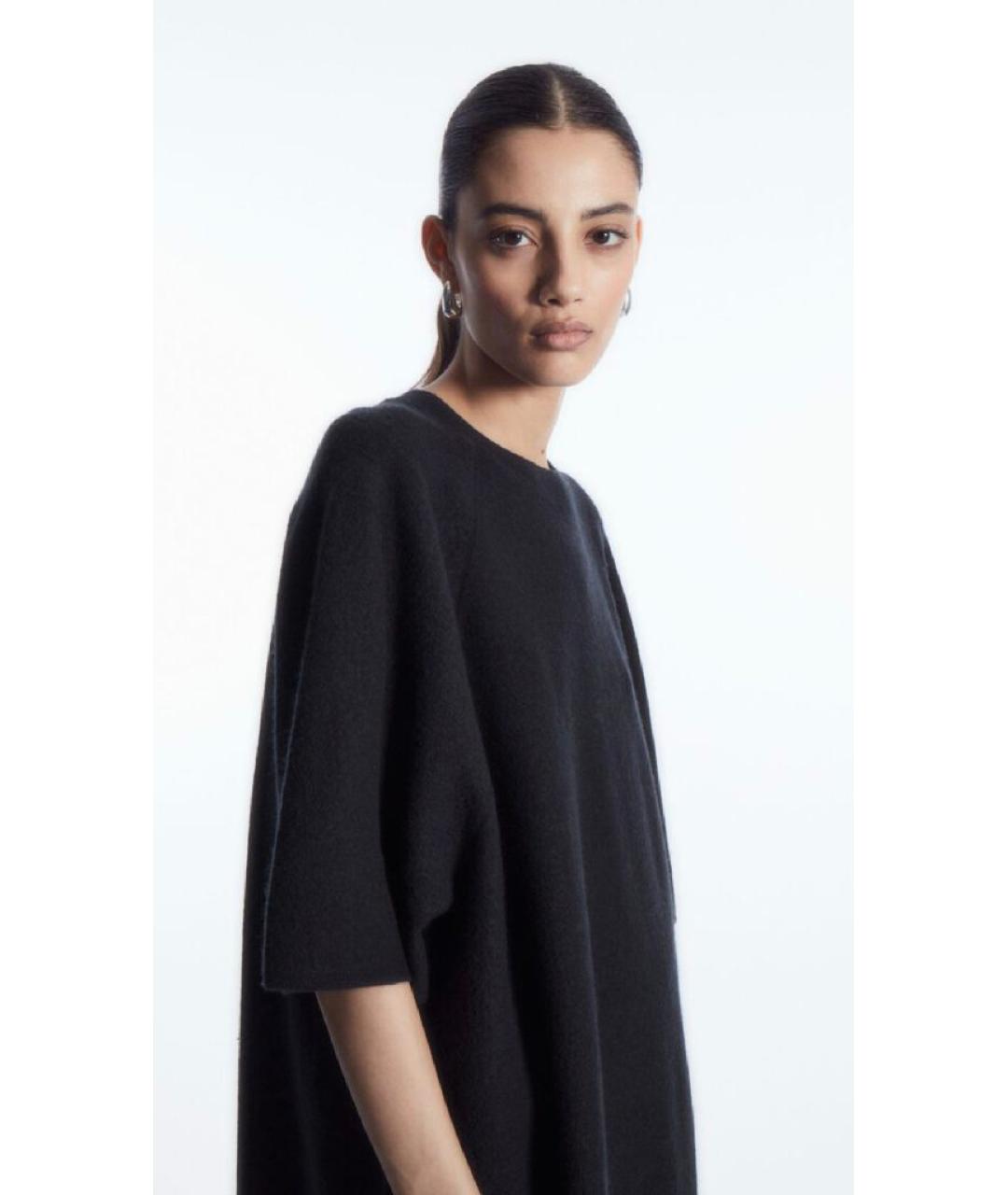 COS Темно-синее шерстяное повседневное платье, фото 4