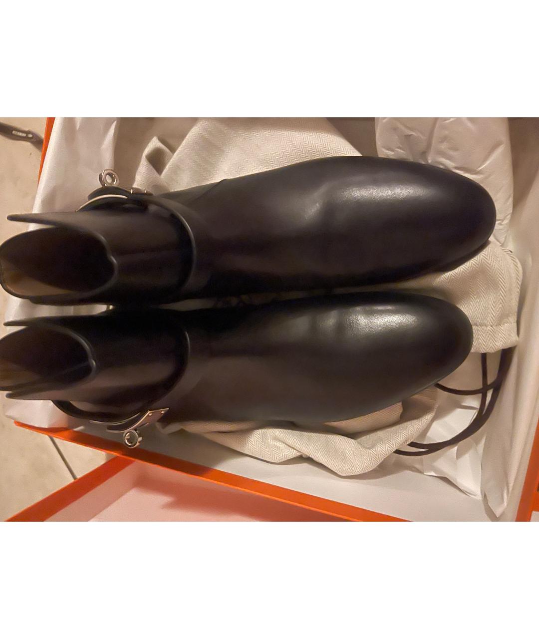 HERMES Черные кожаные ботинки, фото 4
