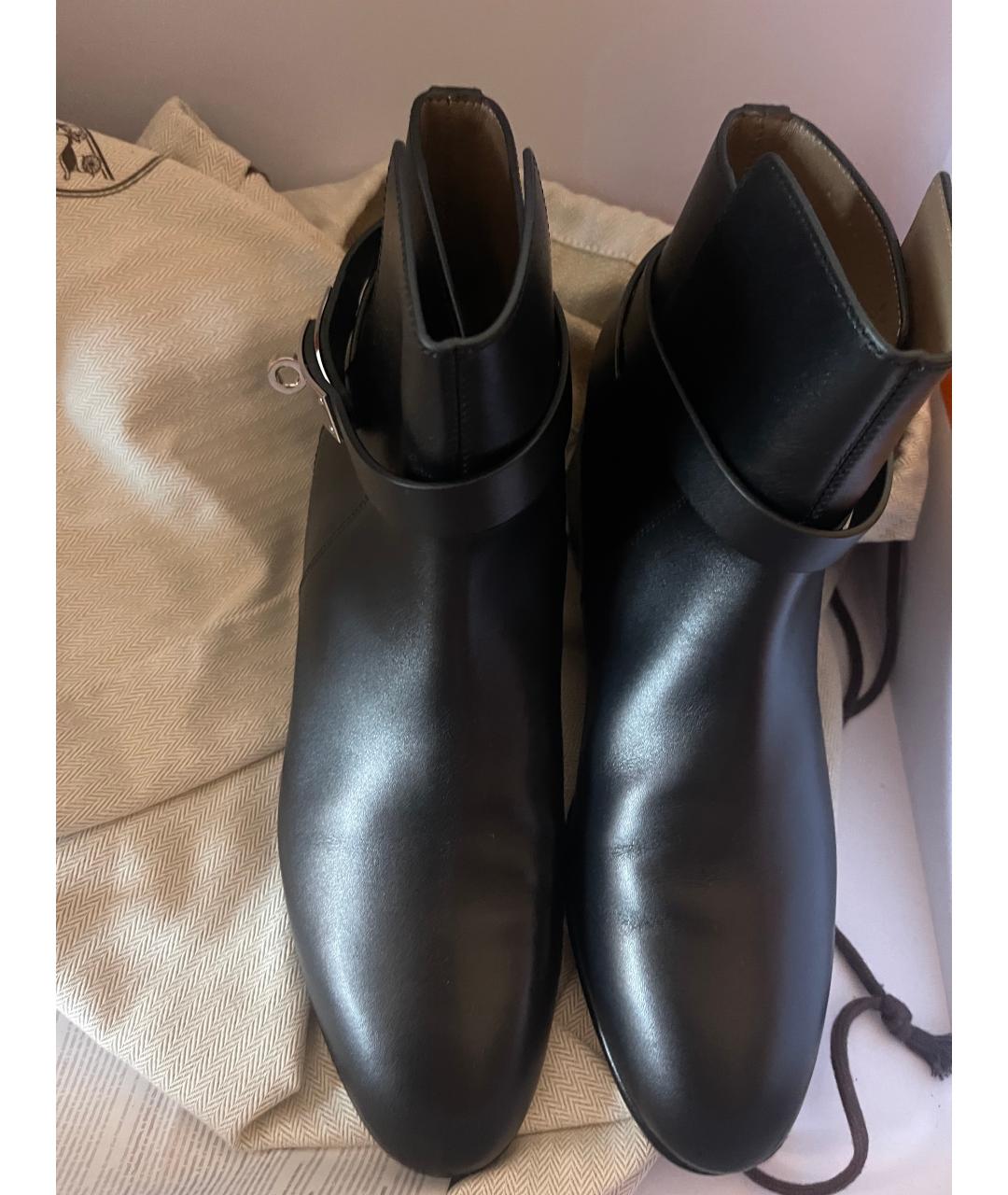 HERMES Черные кожаные ботинки, фото 2