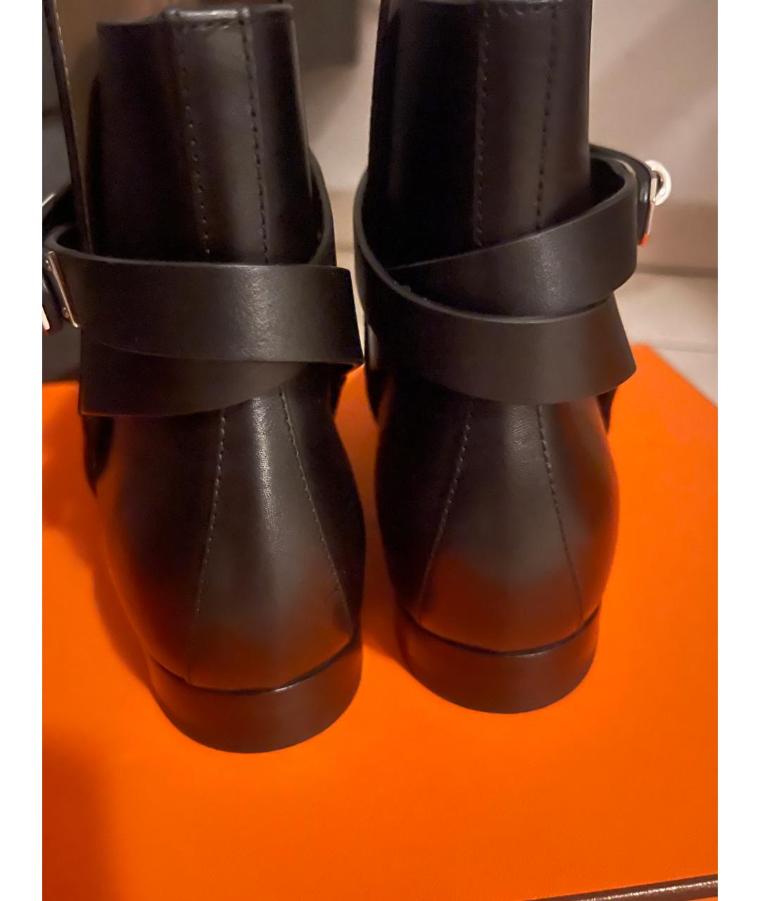HERMES Черные кожаные ботинки, фото 8