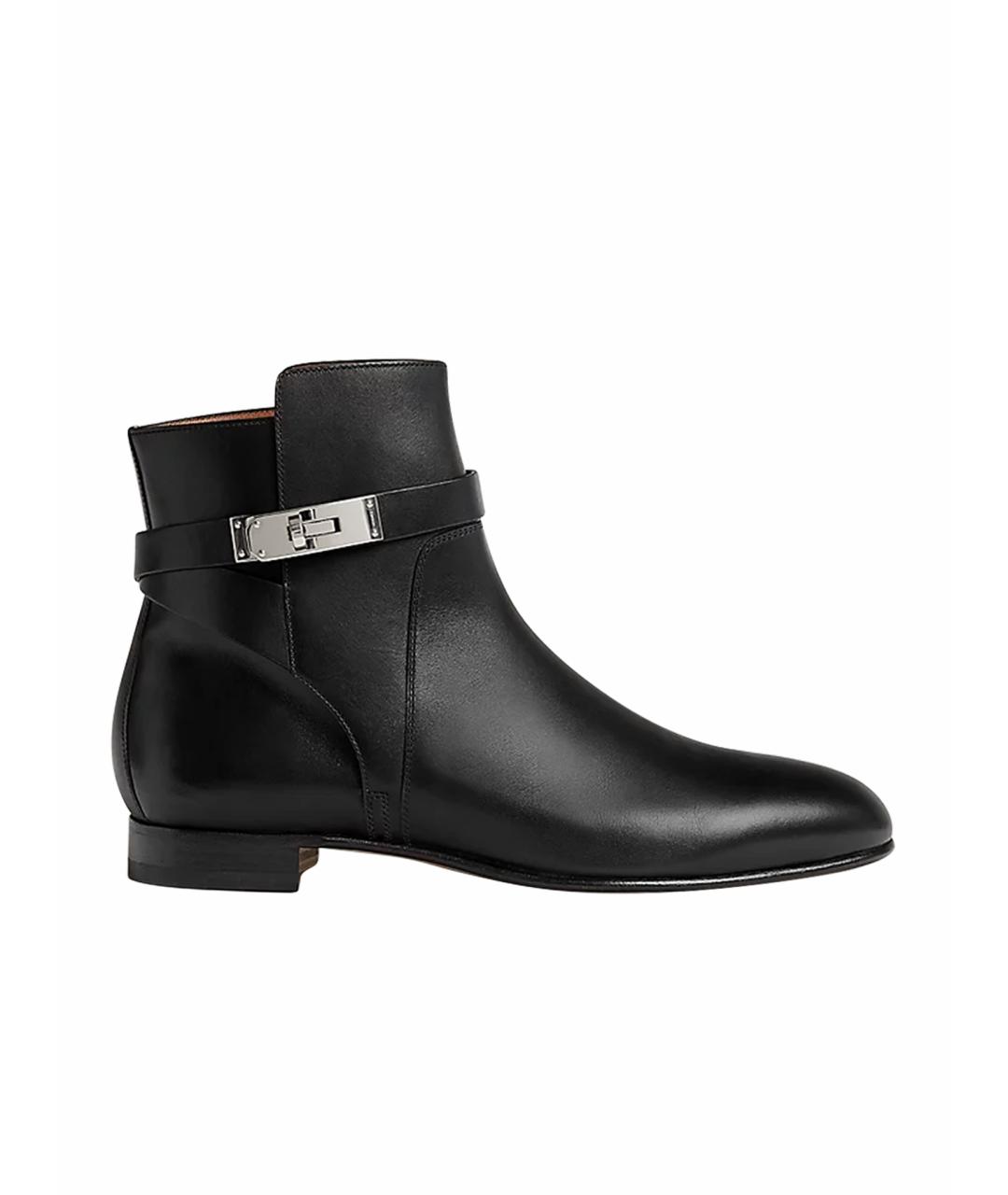 HERMES Черные кожаные ботинки, фото 1