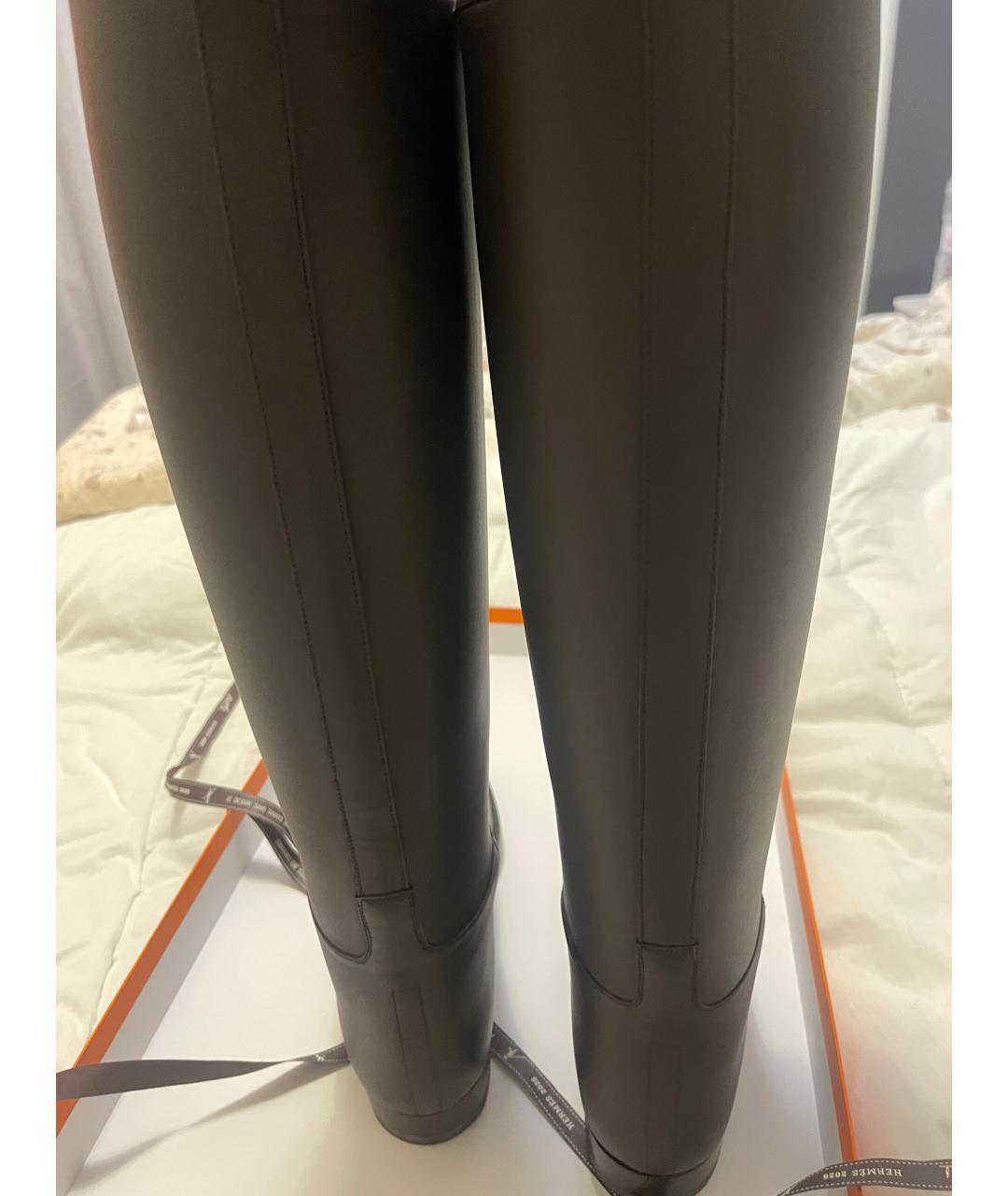 HERMES Коричневые кожаные сапоги, фото 5