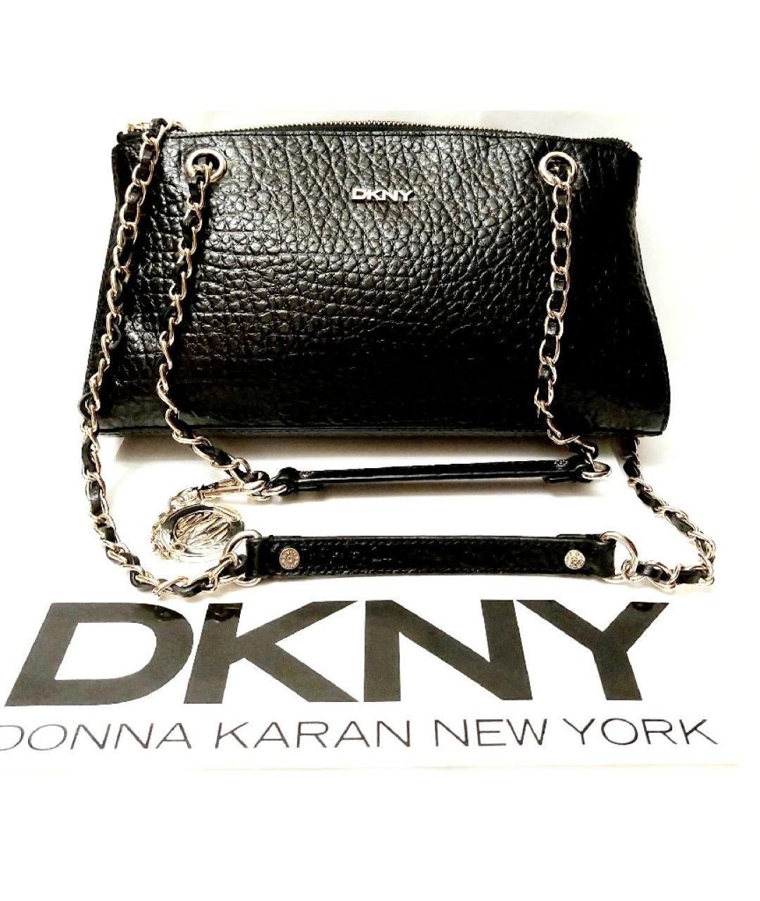 DKNY Черная сумка через плечо из лакированной кожи, фото 6
