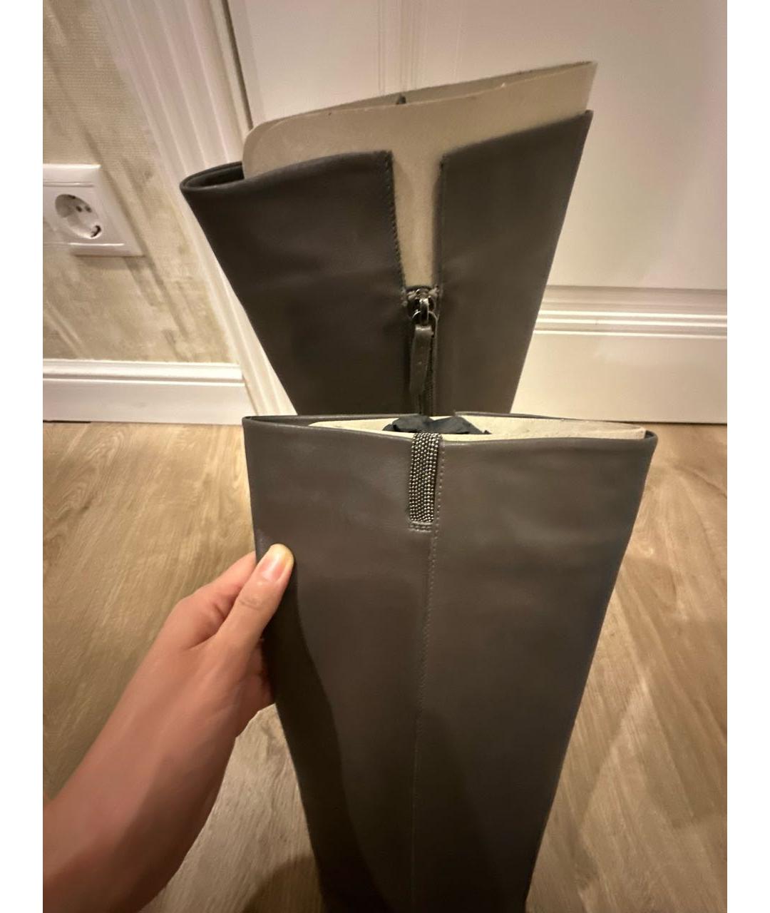 FABIANA FILIPPI Антрацитовые кожаные сапоги, фото 6