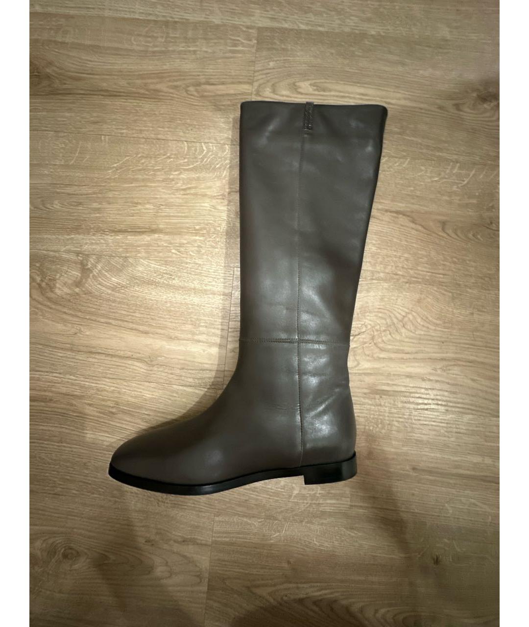 FABIANA FILIPPI Антрацитовые кожаные сапоги, фото 8