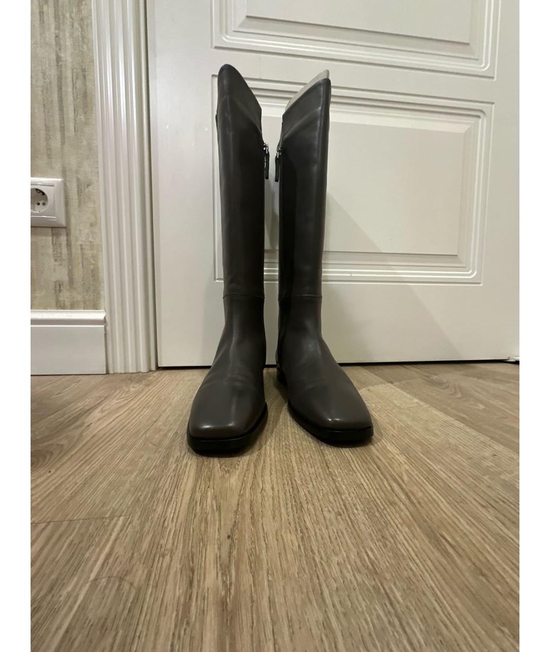 FABIANA FILIPPI Антрацитовые кожаные сапоги, фото 2