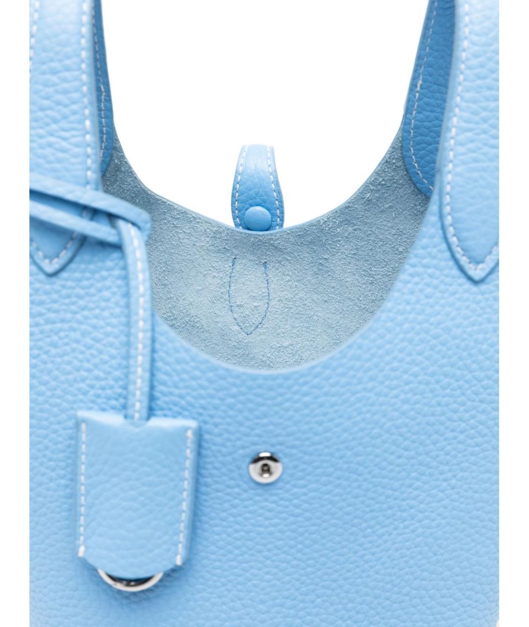 POLO RALPH LAUREN Голубая кожаная сумка тоут, фото 5