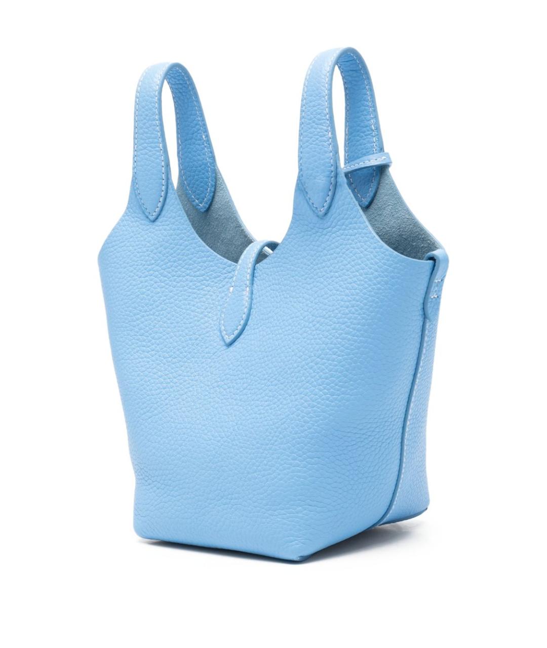 POLO RALPH LAUREN Голубая кожаная сумка тоут, фото 3