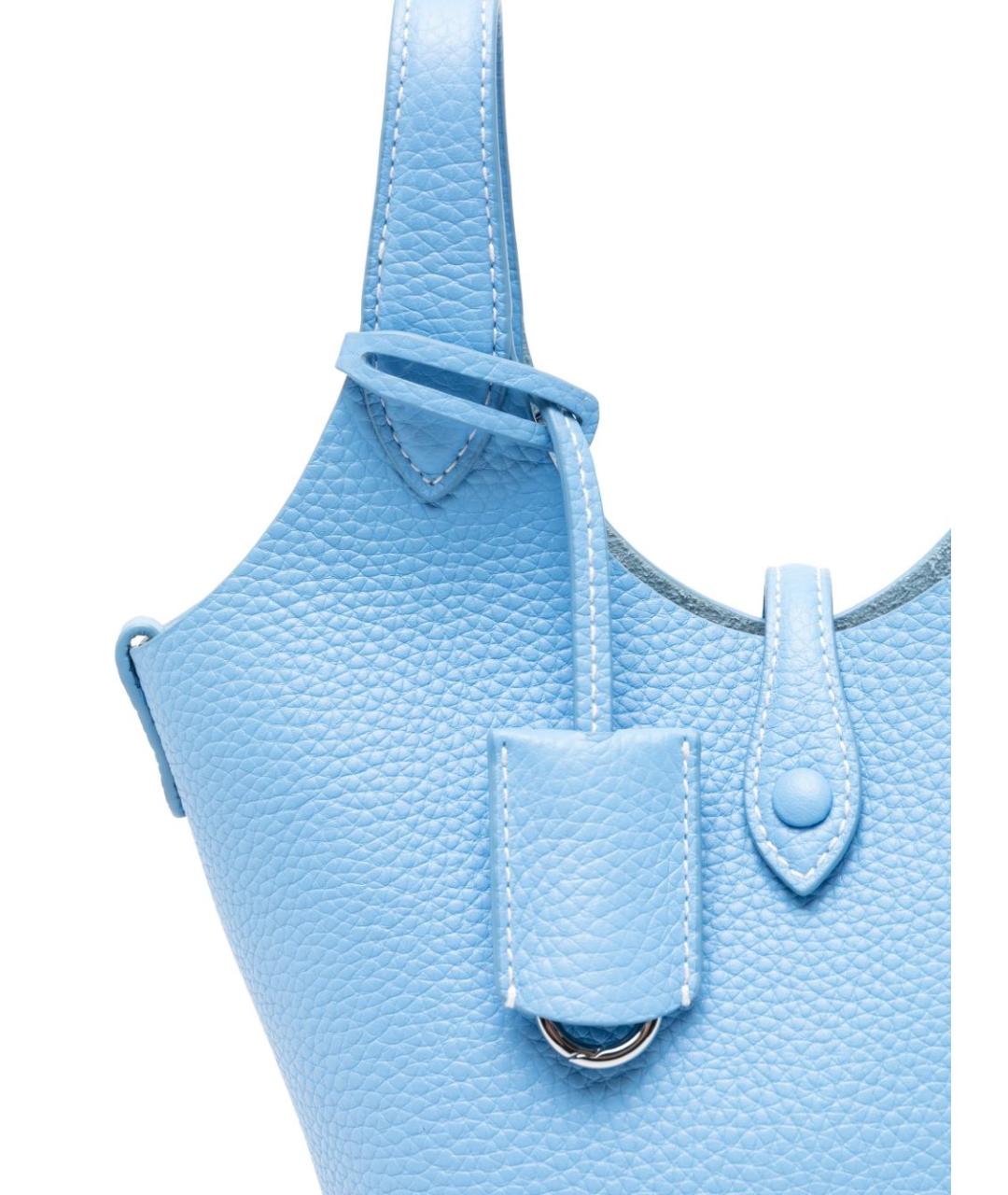 POLO RALPH LAUREN Голубая кожаная сумка тоут, фото 4