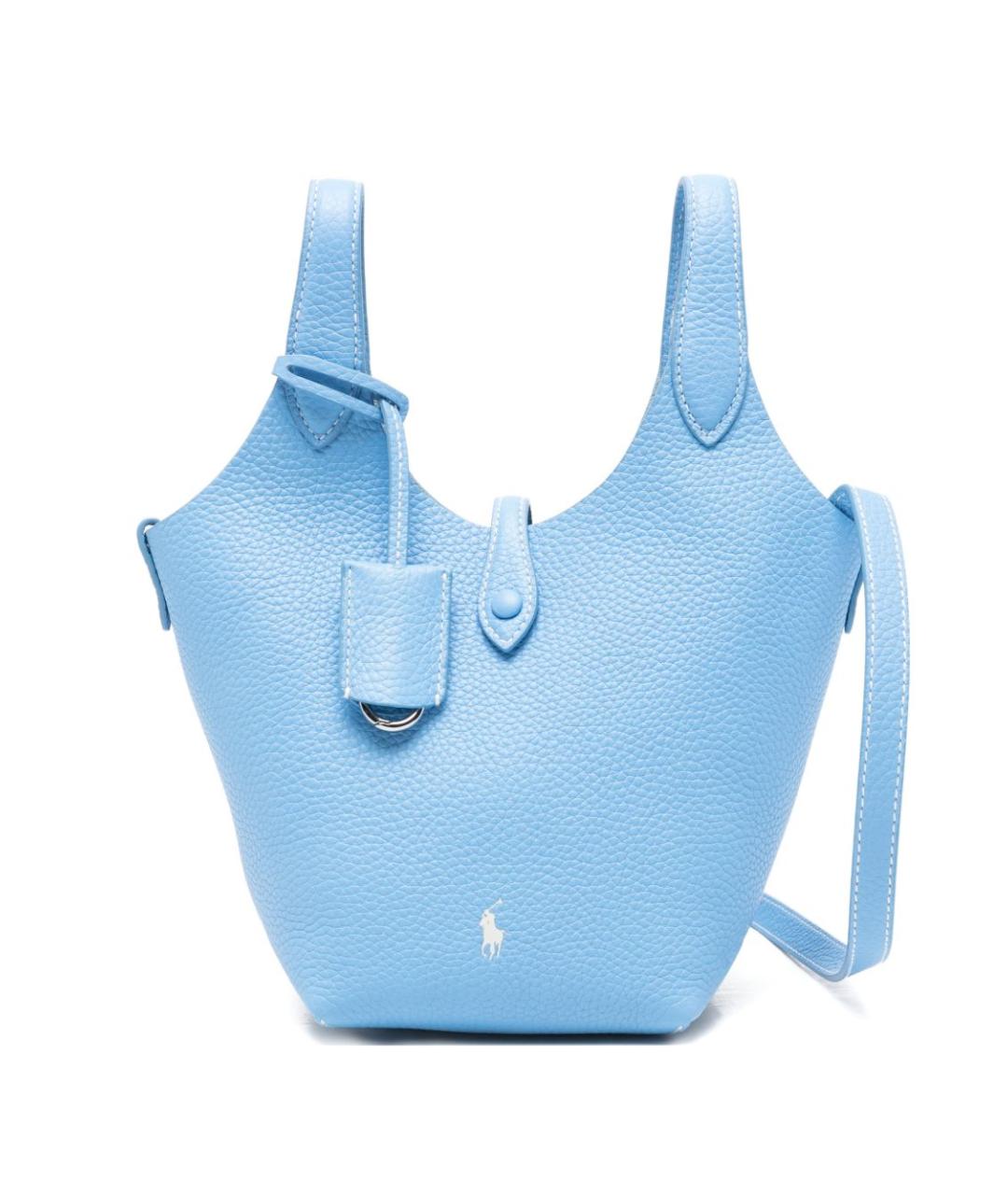 POLO RALPH LAUREN Голубая кожаная сумка тоут, фото 1