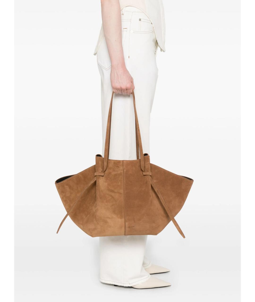 YUZEFI Коричневая кожаная сумка тоут, фото 2