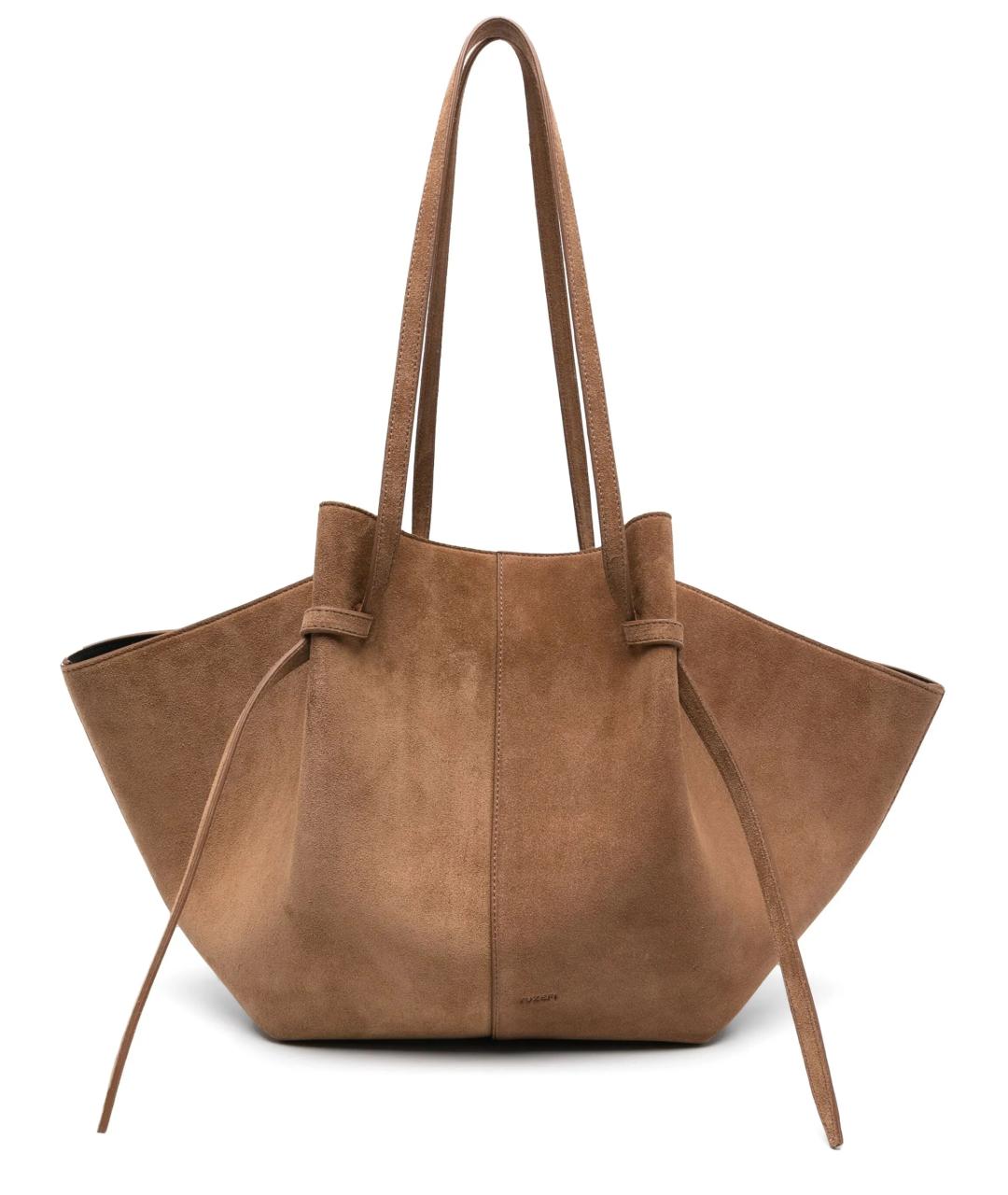 YUZEFI Коричневая кожаная сумка тоут, фото 1