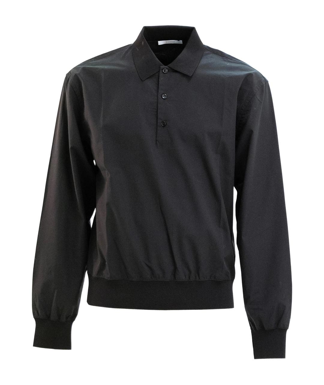 GIVENCHY Черное хлопковое поло с длинным рукавом, фото 1