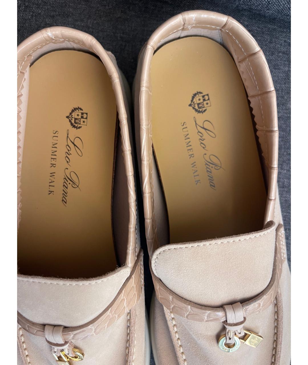 LORO PIANA Бежевые лоферы из экзотической кожи, фото 4