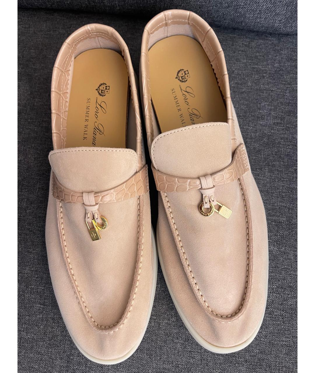 LORO PIANA Бежевые лоферы из экзотической кожи, фото 2